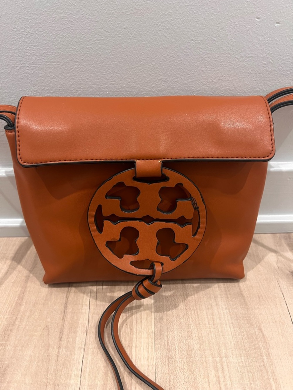 Tory Burch Orange Leather Crossbody with Signature Medallion